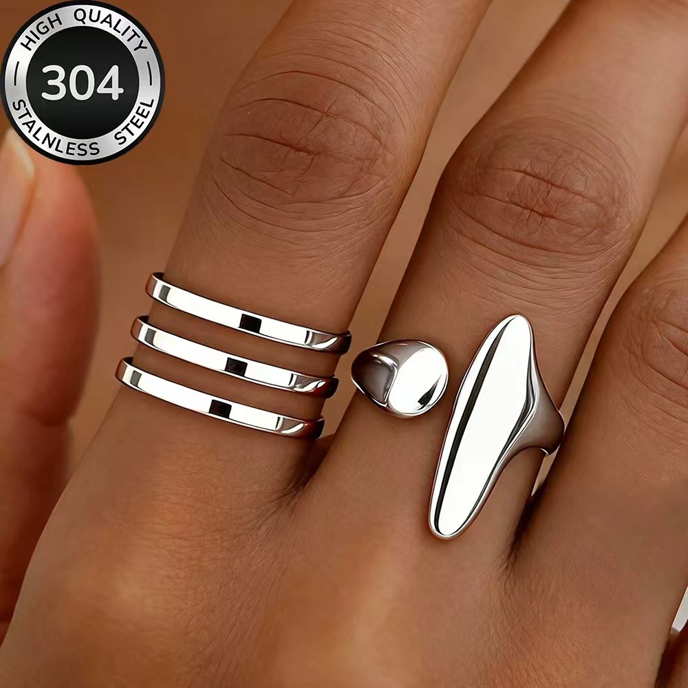 2pcs Golden Stackable Open Rings Set, Women's Fashionable Gift